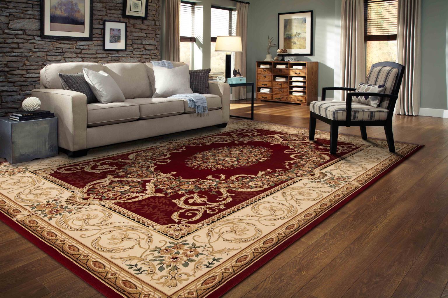 Ruby Red Area Rugs Aubusson AB02 Red Traditional Area Rug with Jute Backing – Rug Gallery