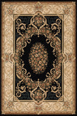Aubusson AB04 Jute Traditional Black Area Rug
